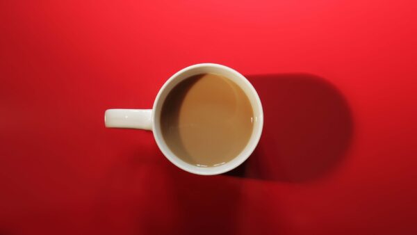 Coffee And Tea On Red Background