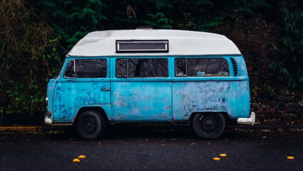 Old Rusty Blue Bus